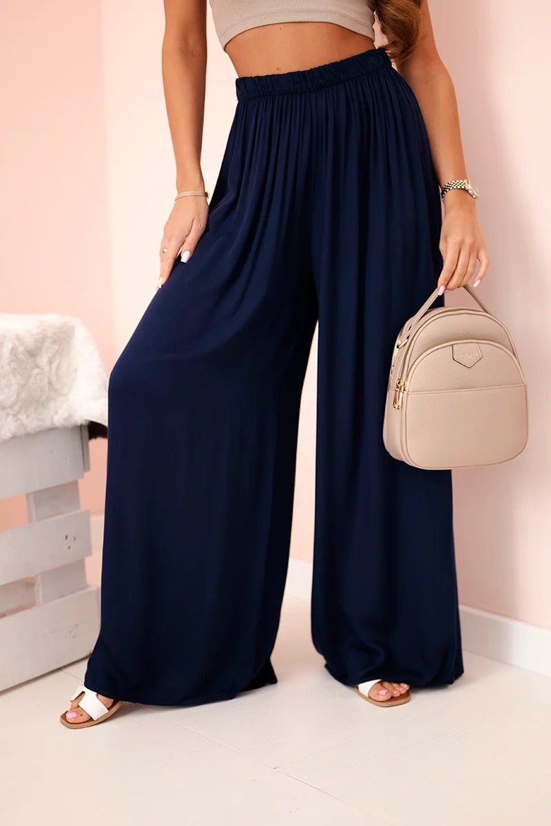 Women's wide trousers with elastic waistband 3180 / – Navy blue цвет / color | Lexline Fashion