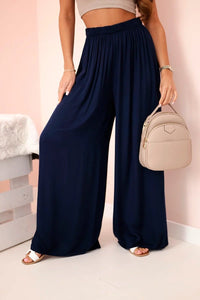 Women's wide trousers with elastic waistband 3180 / – Navy blue цвет / color | Lexline Fashion