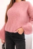 Women' Mohair Sweater with Puff Sleeves Brown ART1898 - dark-pink-1 - Image 13