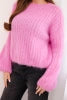 Women' Mohair Sweater with Puff Sleeves Brown ART1898 - pink-1 - Image 32
