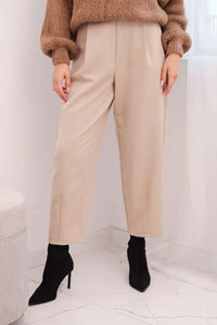 Women' High-waisted Trousers with Pleats ART10798 - beige-1 - Image 3