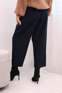 Women' High-waisted Trousers with Pleats ART10798 - navy-blue - Image 15