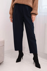Women' High-waisted Trousers with Pleats ART10798 - navy-blue - Image 12