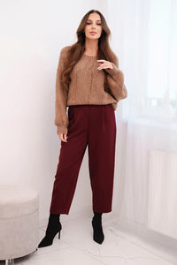 Women' High-waisted Trousers with Pleats ART10798 - burgundy - Image 9