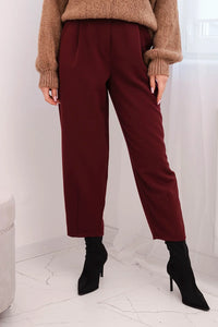 Women' High-waisted Trousers with Pleats ART10798 - burgundy - Image 8