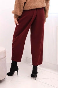 Women' High-waisted Trousers with Pleats ART10798 - burgundy - Image 11