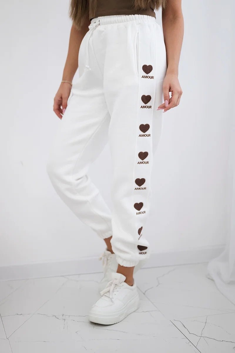 Amour cotton trousers 9579 / – Beige || Melange цвет / color | Lexline Fashion