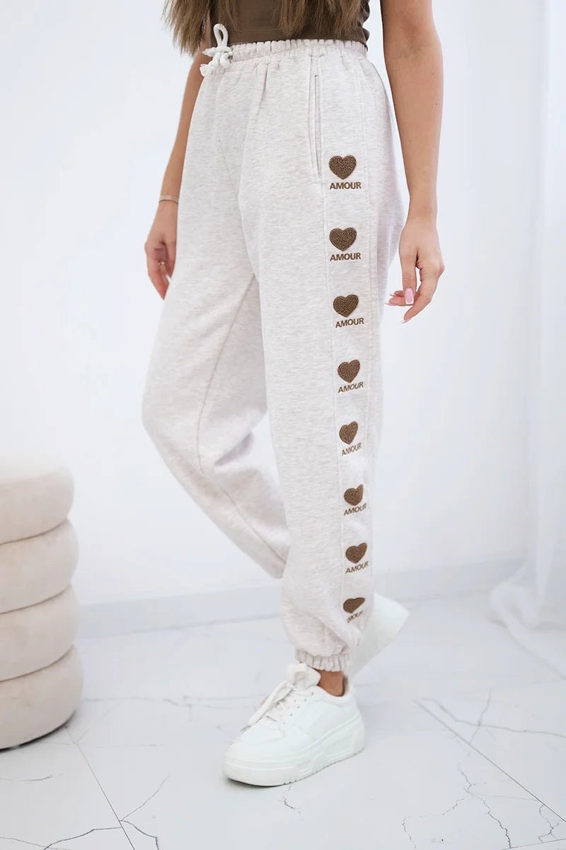 Amour cotton trousers 9579 / – Beige || Melange цвет / color | Lexline Fashion