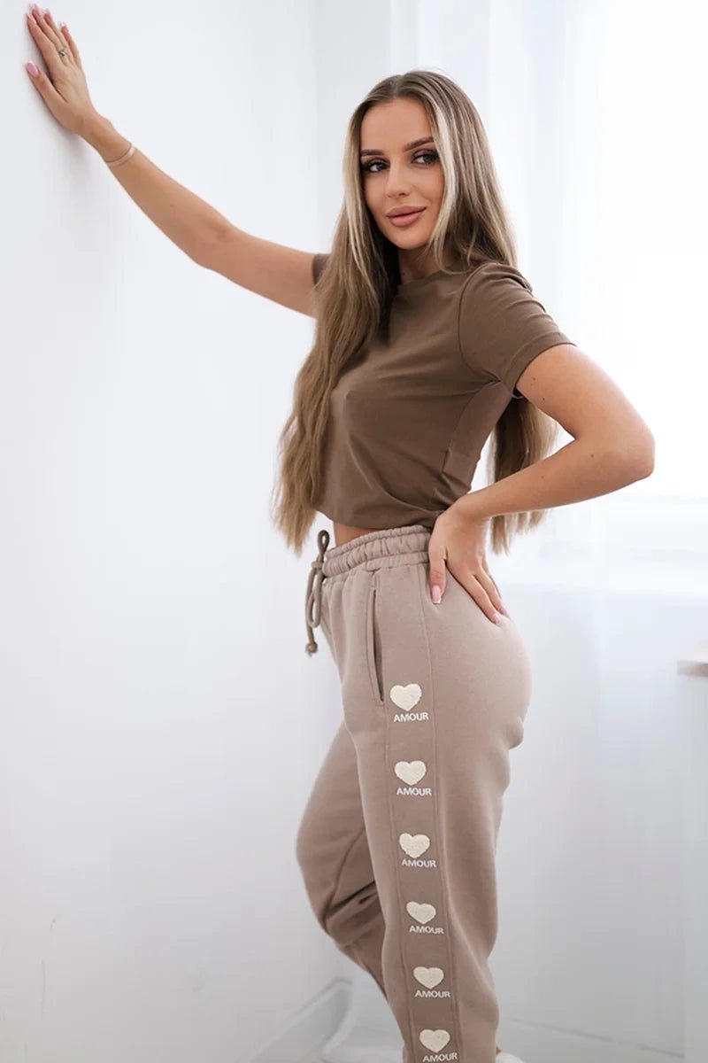 Amour cotton trousers 9579 / – Dark || beige цвет / color | Lexline Fashion