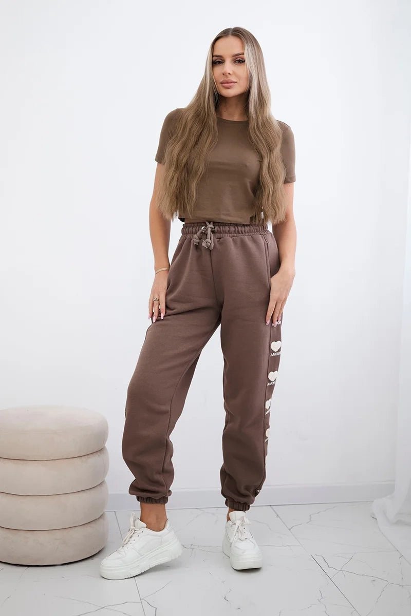 Amour cotton trousers 9579 / – Mocca цвет / color | Lexline Fashion