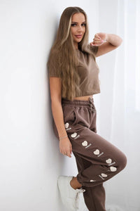 Amour cotton trousers 9579 / – Mocca цвет / color | Lexline Fashion