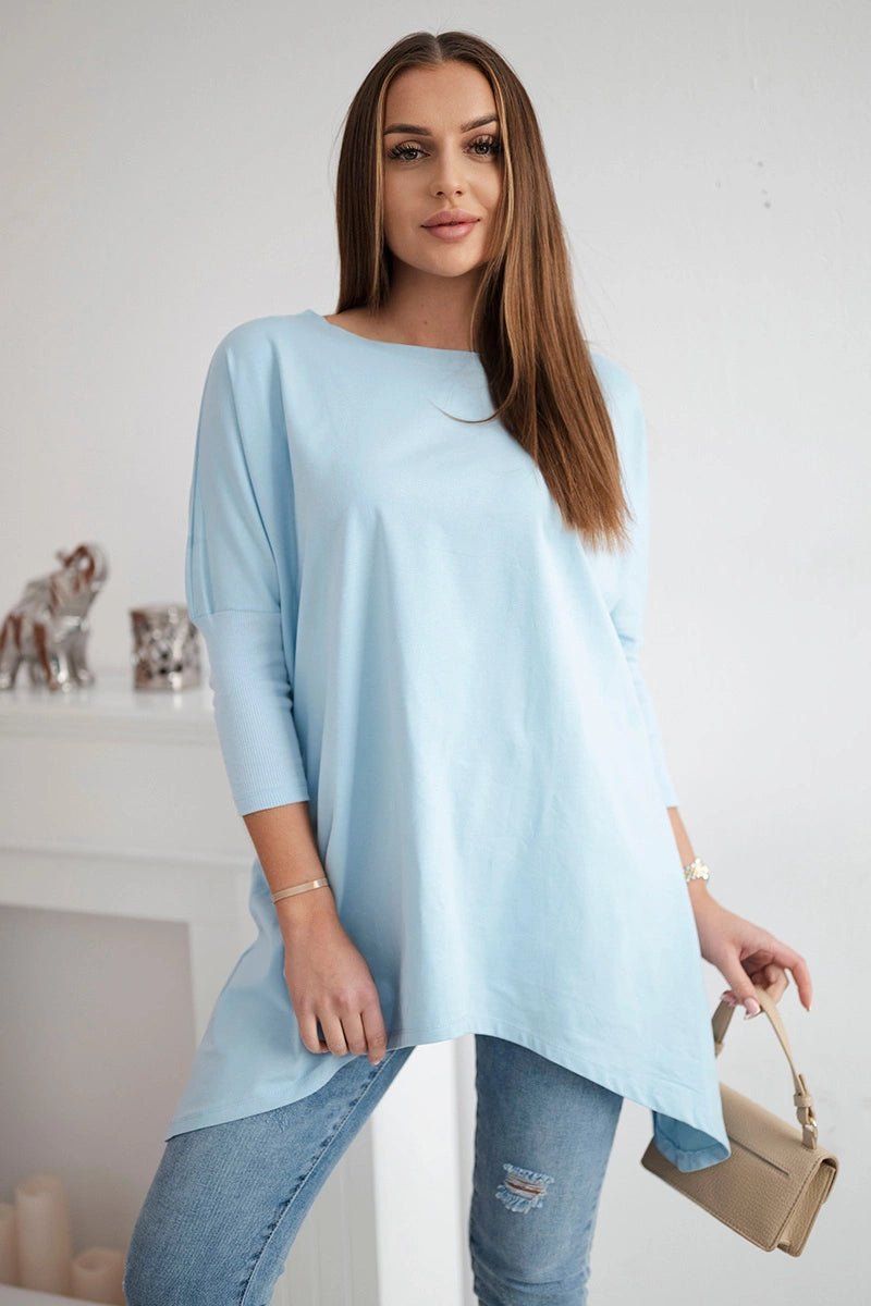 Blouse oversize 8875 / – Blue цвет / color | Lexline Fashion