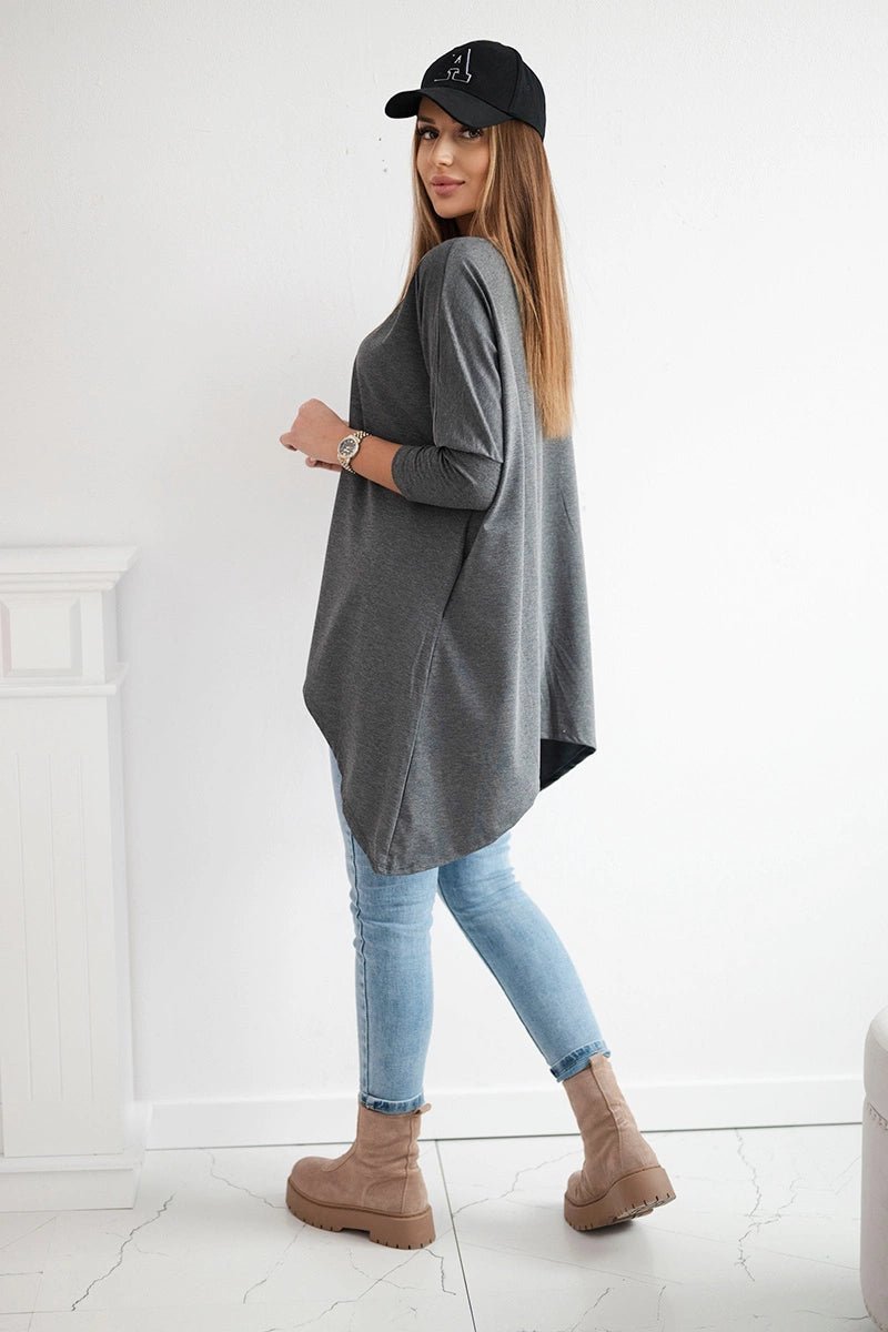 Blouse oversize 8875 / – Graphite || Melange цвет / color | Lexline Fashion
