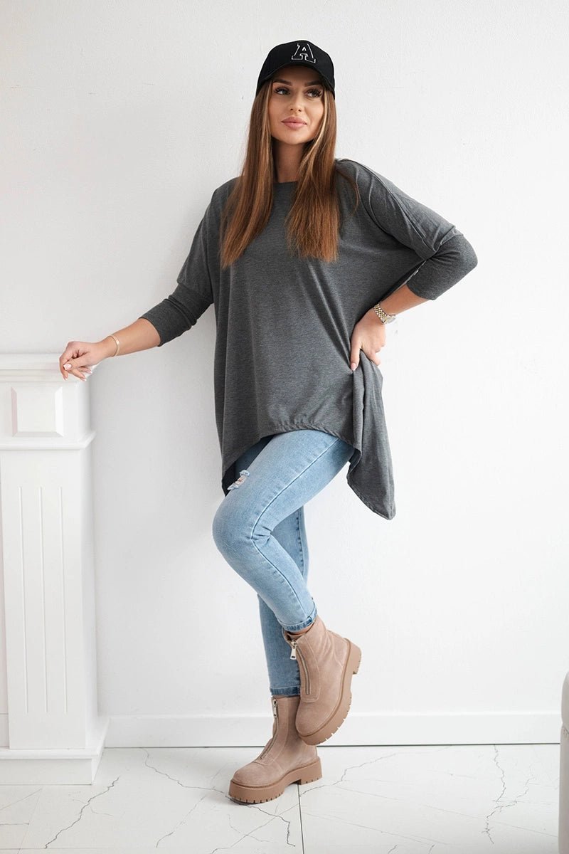 Blouse oversize 8875 / – Graphite || Melange цвет / color | Lexline Fashion