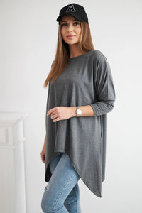 Blouse oversize 8875 / – Graphite || Melange цвет / color | Lexline Fashion