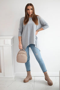Blouse oversize 8875 / – Gray цвет / color | Lexline Fashion