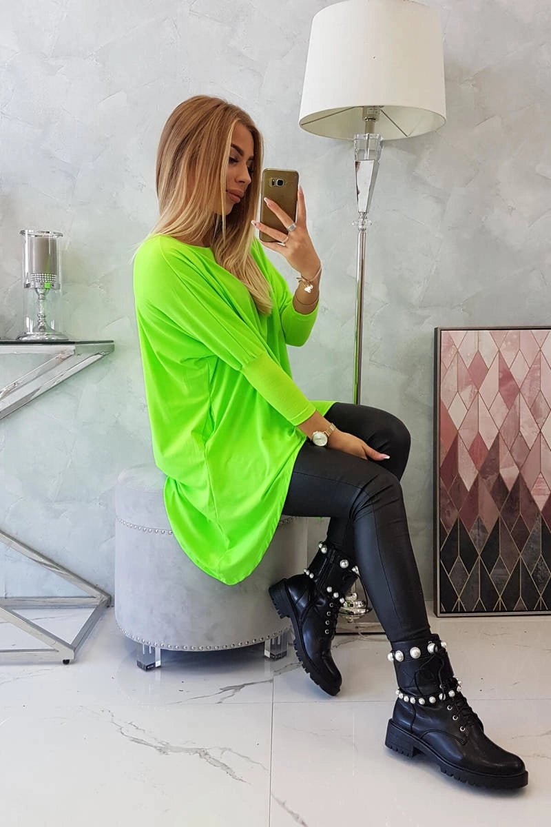 Blouse oversize 8875 / – Green || Neon цвет / color | Lexline Fashion