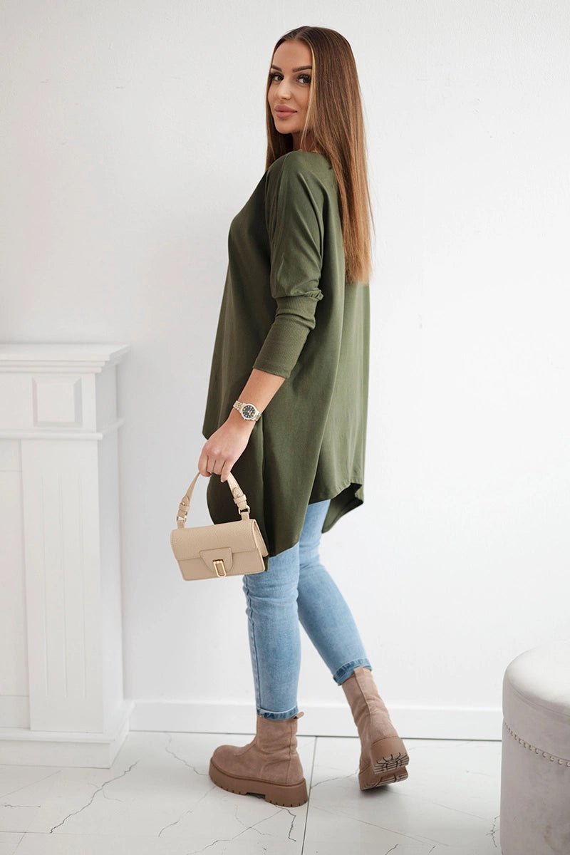 Blouse oversize 8875 / – Khaki цвет / color | Lexline Fashion