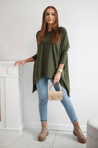 Blouse oversize 8875 / – Khaki цвет / color | Lexline Fashion