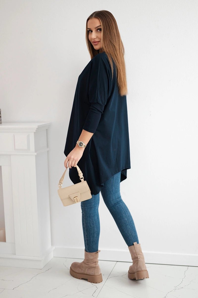 Blouse oversize 8875 / – Navy blue цвет / color | Lexline Fashion