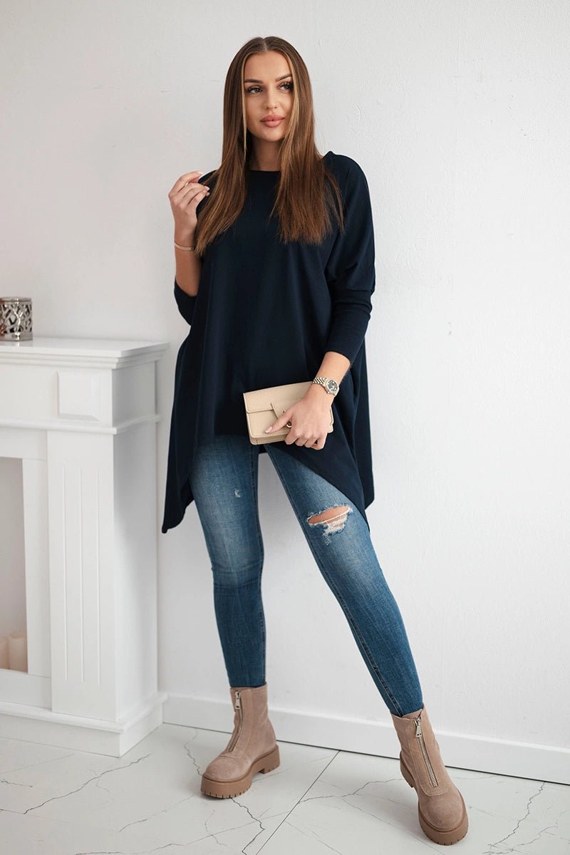 Blouse oversize 8875 / – Navy blue цвет / color | Lexline Fashion
