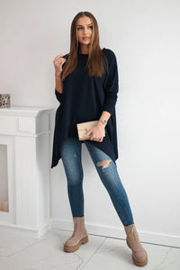 Blouse oversize 8875 / – Navy blue цвет / color | Lexline Fashion