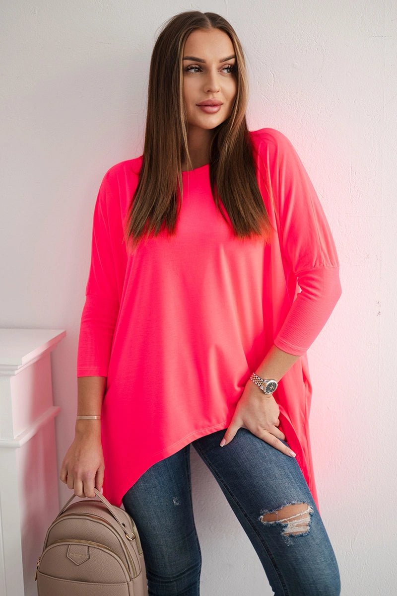 Blouse oversize 8875 / – Neon pink цвет / color | Lexline Fashion