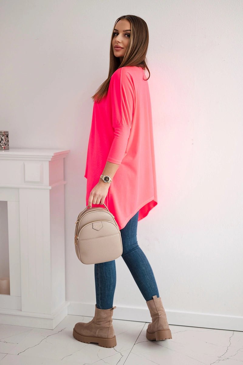Blouse oversize 8875 / – Neon pink цвет / color | Lexline Fashion