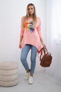 Blouse oversize with print 9006 / – Apricot цвет / color | Lexline Fashion