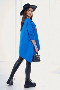Blouse oversize with print 9006 / – Blue cornflower цвет / color | Lexline Fashion
