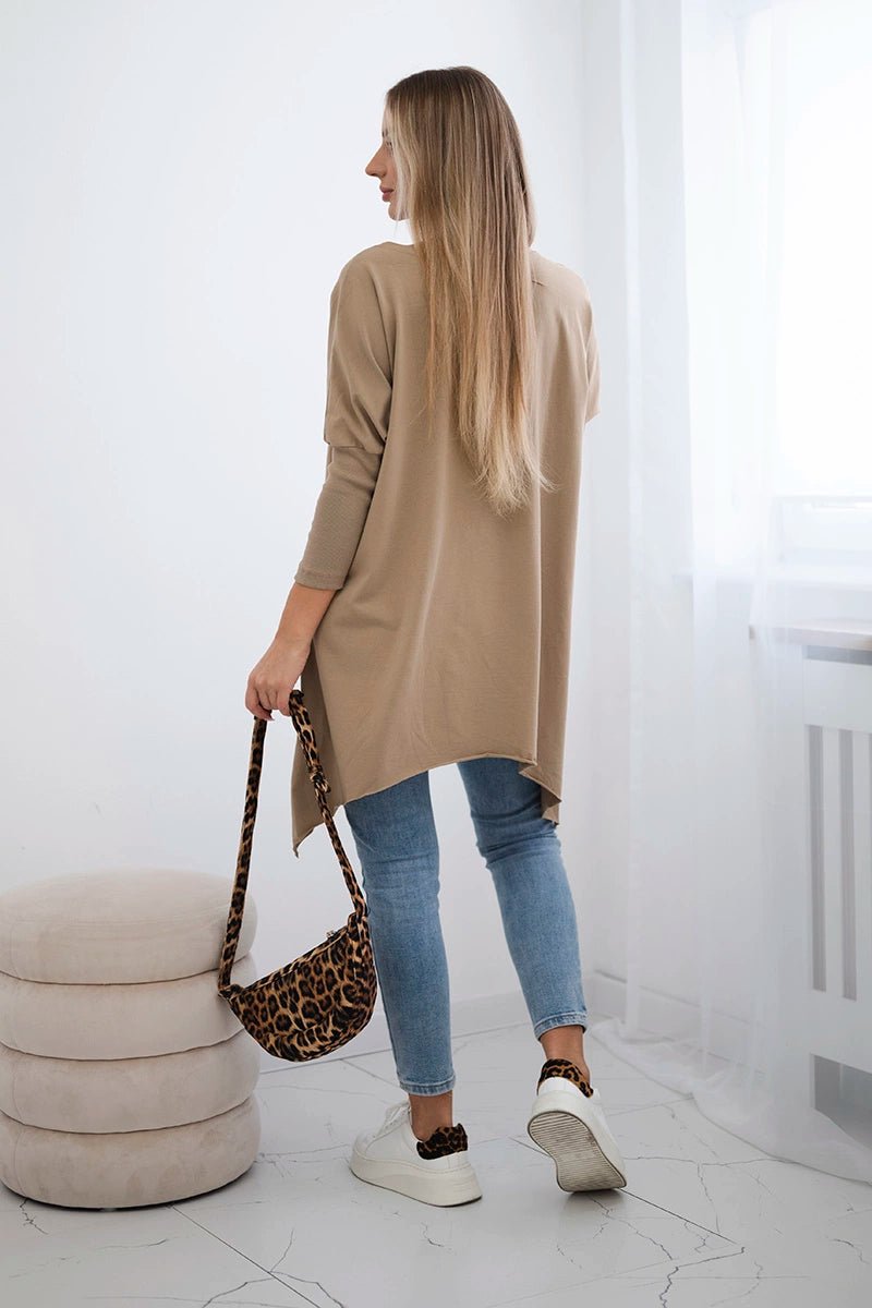 Blouse oversize with print 9006 / – Camel цвет / color | Lexline Fashion