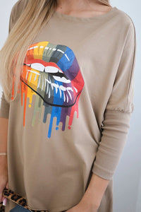 Blouse oversize with print 9006 / – Camel цвет / color | Lexline Fashion