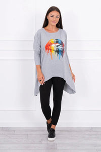 Blouse oversize with print 9006 / – Gray цвет / color | Lexline Fashion