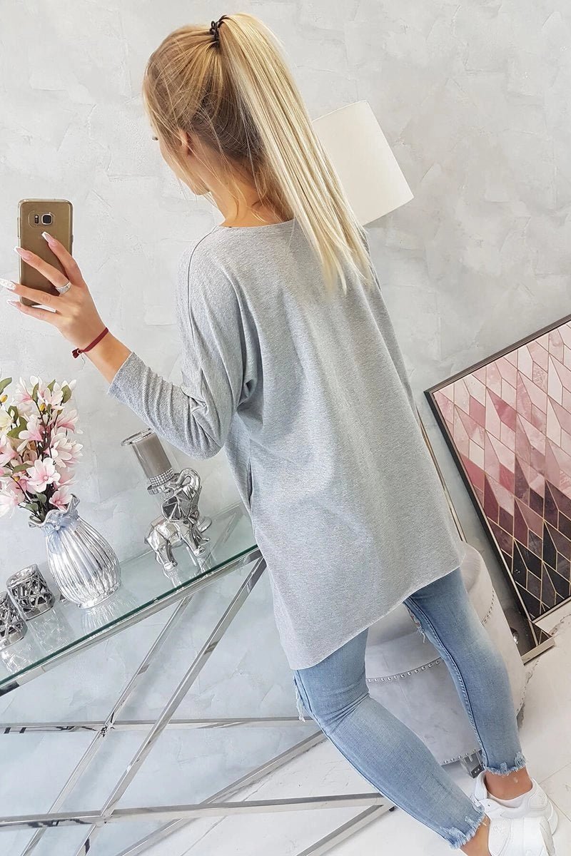 Blouse oversize with print 9006 / – Gray цвет / color | Lexline Fashion