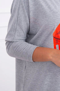 Blouse oversize with print 9006 / – Gray цвет / color | Lexline Fashion