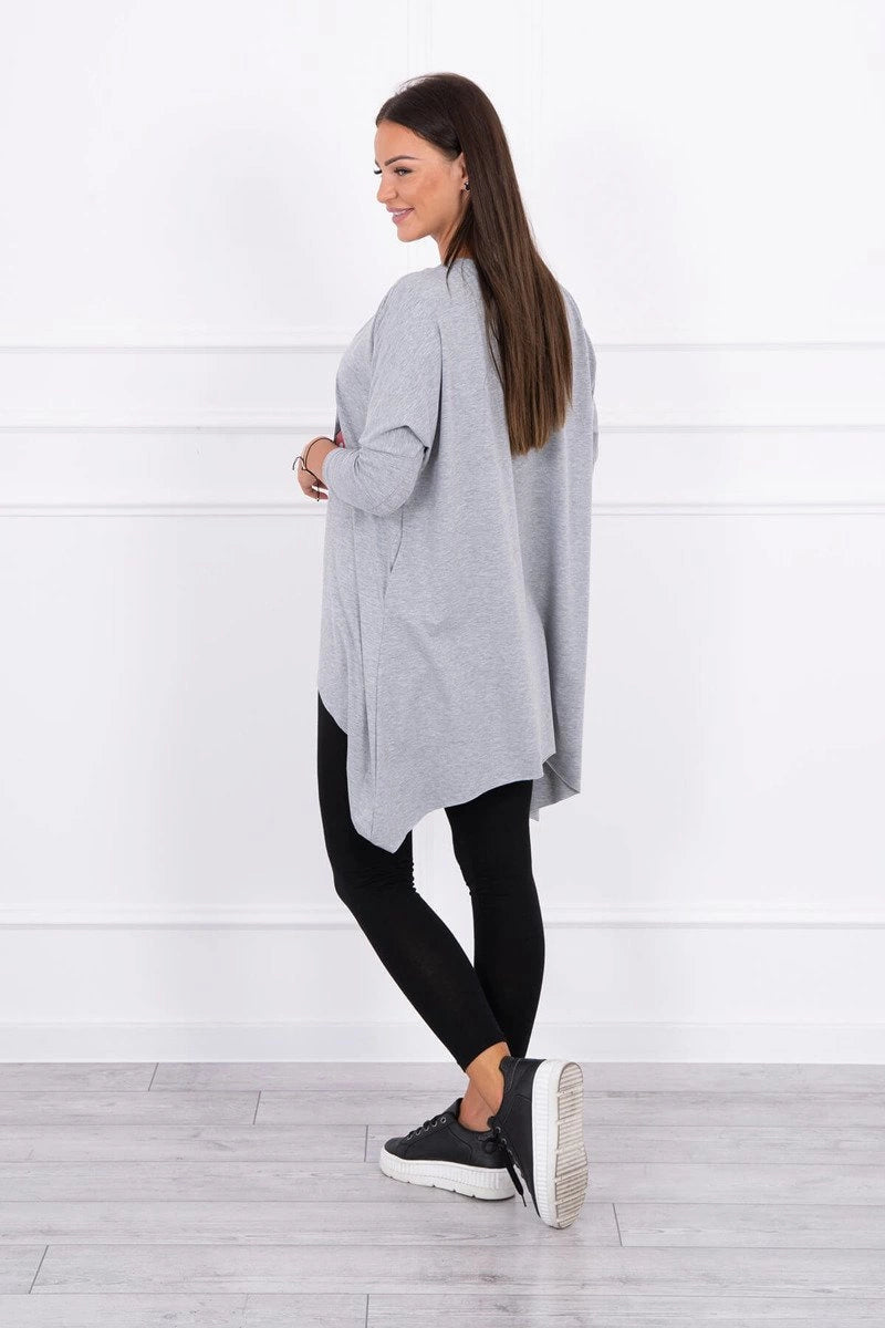 Blouse oversize with print 9006 / – Gray цвет / color | Lexline Fashion