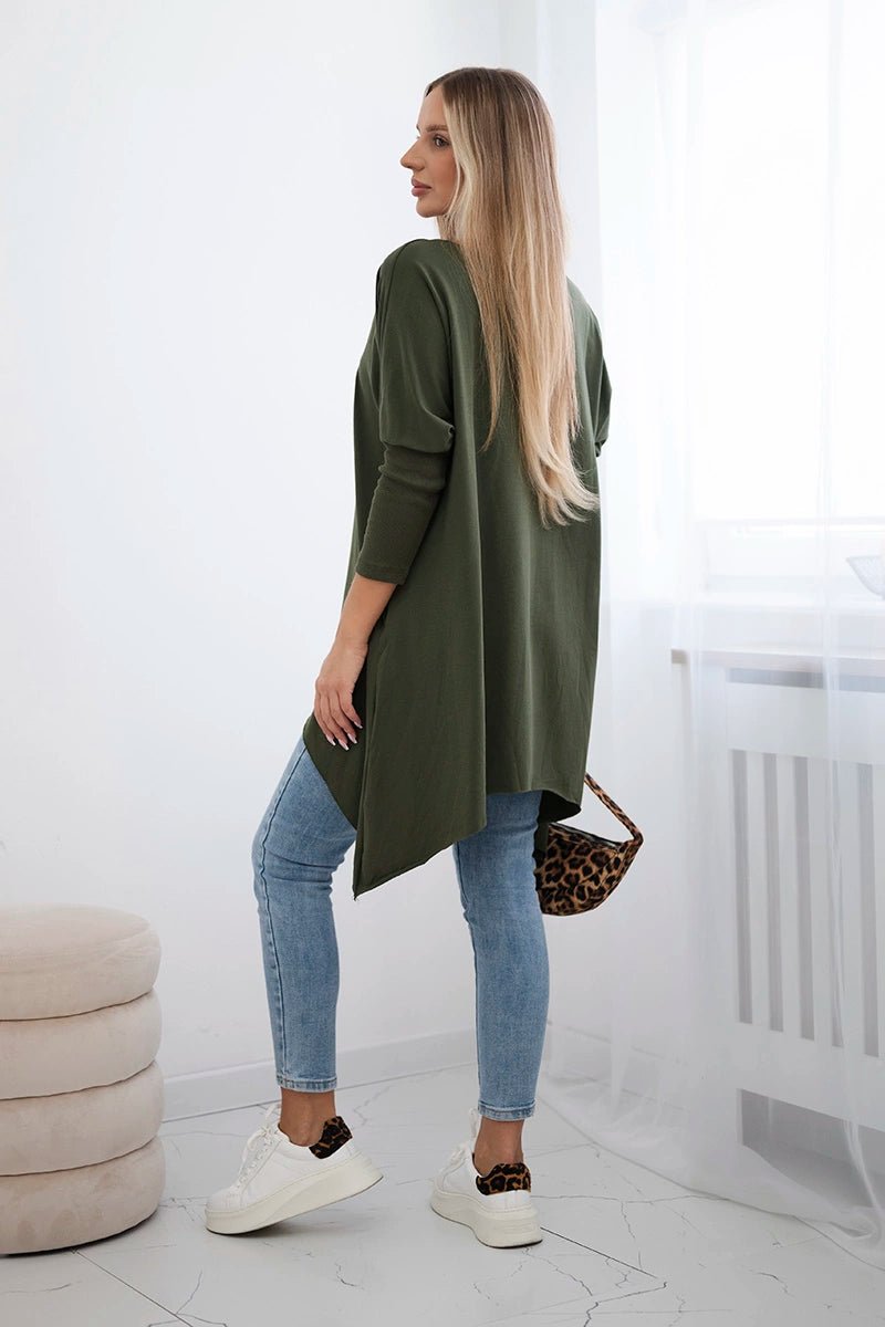 Blouse oversize with print 9006 / – Khaki цвет / color | Lexline Fashion