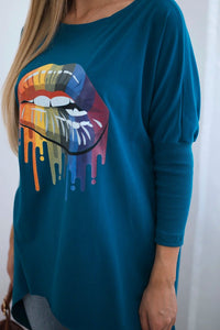 Blouse oversize with print 9006 / – Marine цвет / color | Lexline Fashion