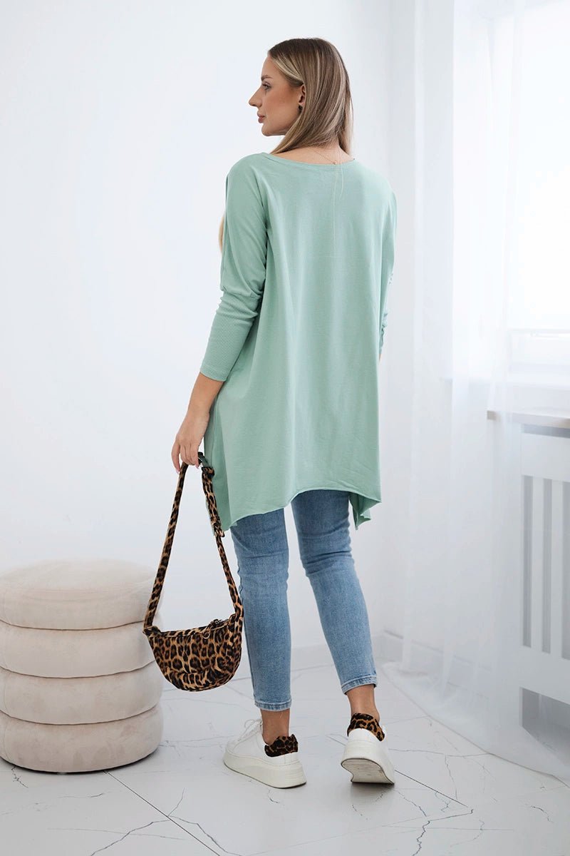 Blouse oversize with print 9006 / – Mint || Dark цвет / color | Lexline Fashion