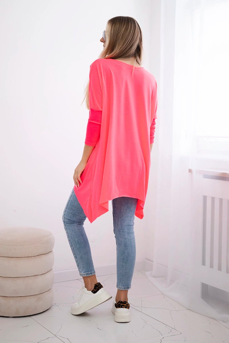 Blouse oversize with print 9006 / – Neon pink цвет / color | Lexline Fashion