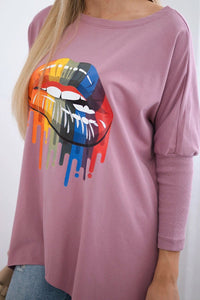 Blouse oversize with print 9006 / – Pink || Dark цвет / color | Lexline Fashion