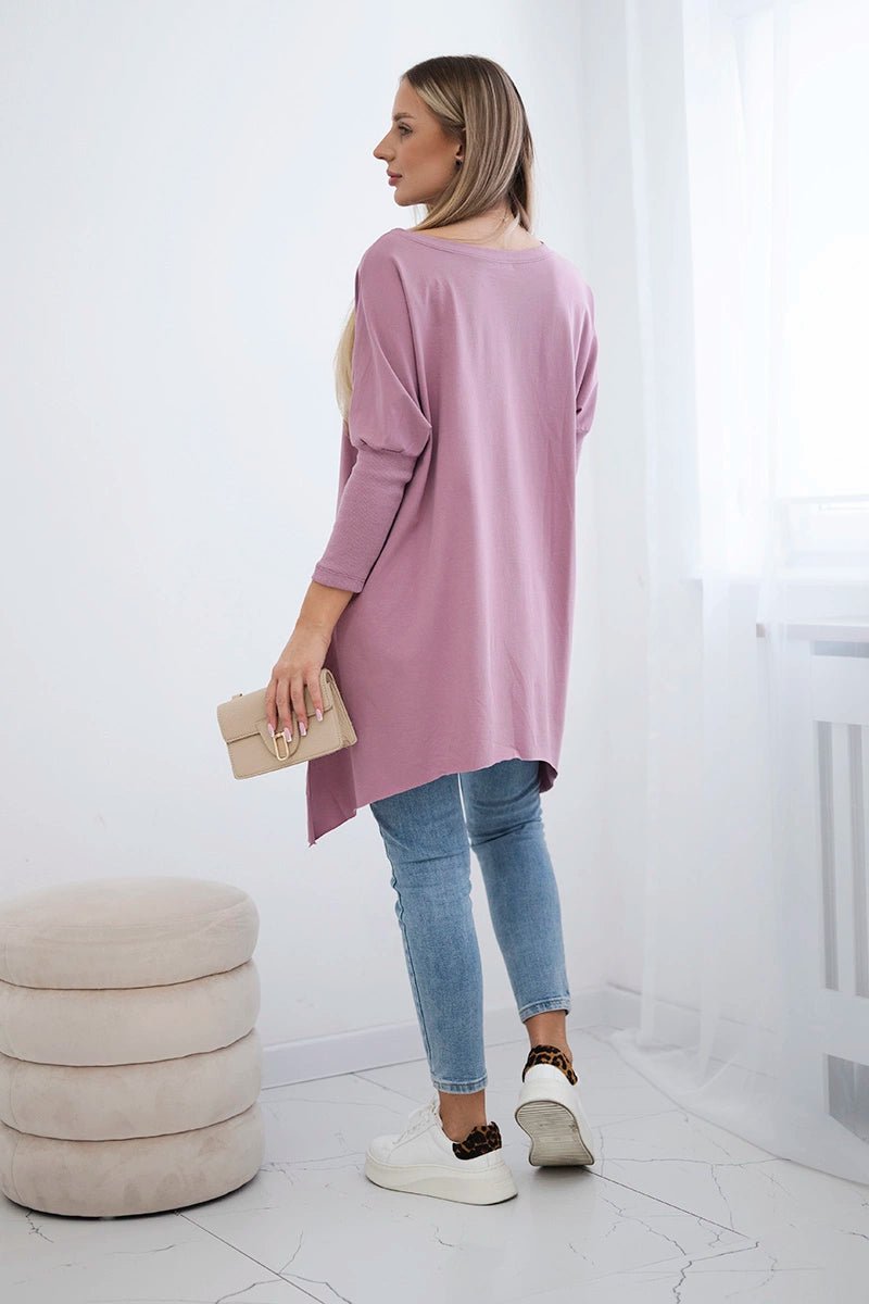 Blouse oversize with print 9006 / – Pink || Dark цвет / color | Lexline Fashion