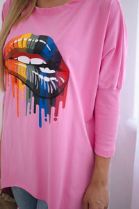 Blouse oversize with print 9006 / – Pink || Light цвет / color | Lexline Fashion