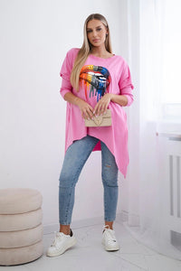 Blouse oversize with print 9006 / – Pink || Light цвет / color | Lexline Fashion