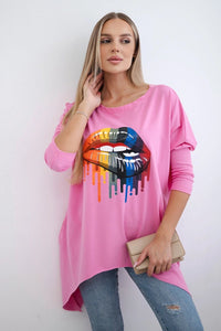 Blouse oversize with print 9006 / – Pink || Light цвет / color | Lexline Fashion