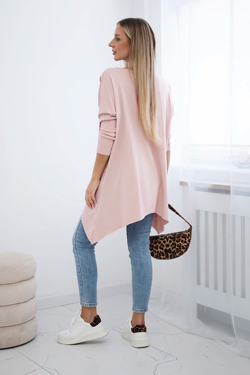 Blouse oversize with print 9006 / – Powder || Dark цвет / color | Lexline Fashion