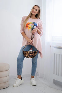 Blouse oversize with print 9006 / – Powder || Dark цвет / color | Lexline Fashion