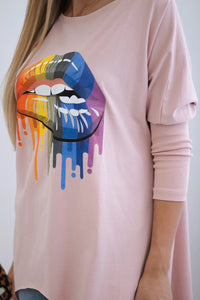 Blouse oversize with print 9006 / – Powder || Dark цвет / color | Lexline Fashion