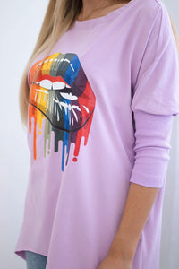 Blouse oversize with print 9006 / – Purple цвет / color | Lexline Fashion