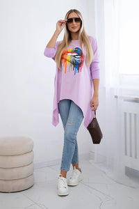 Blouse oversize with print 9006 / – Purple цвет / color | Lexline Fashion